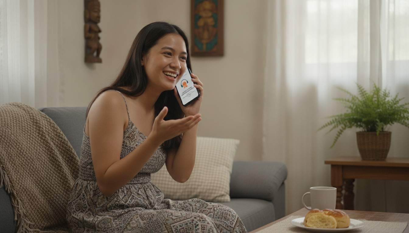 A woman reaching out for customer support
