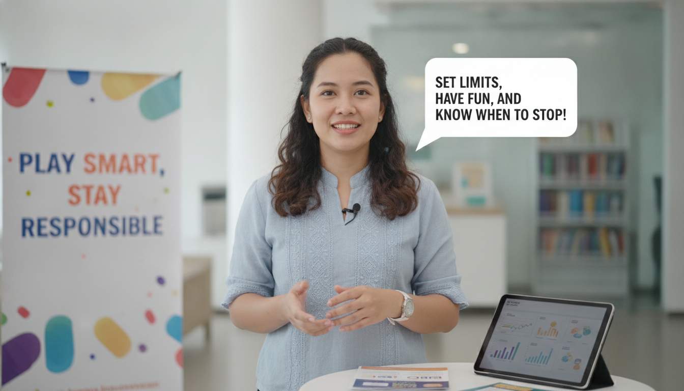 A woman promoting responsible gambling practices